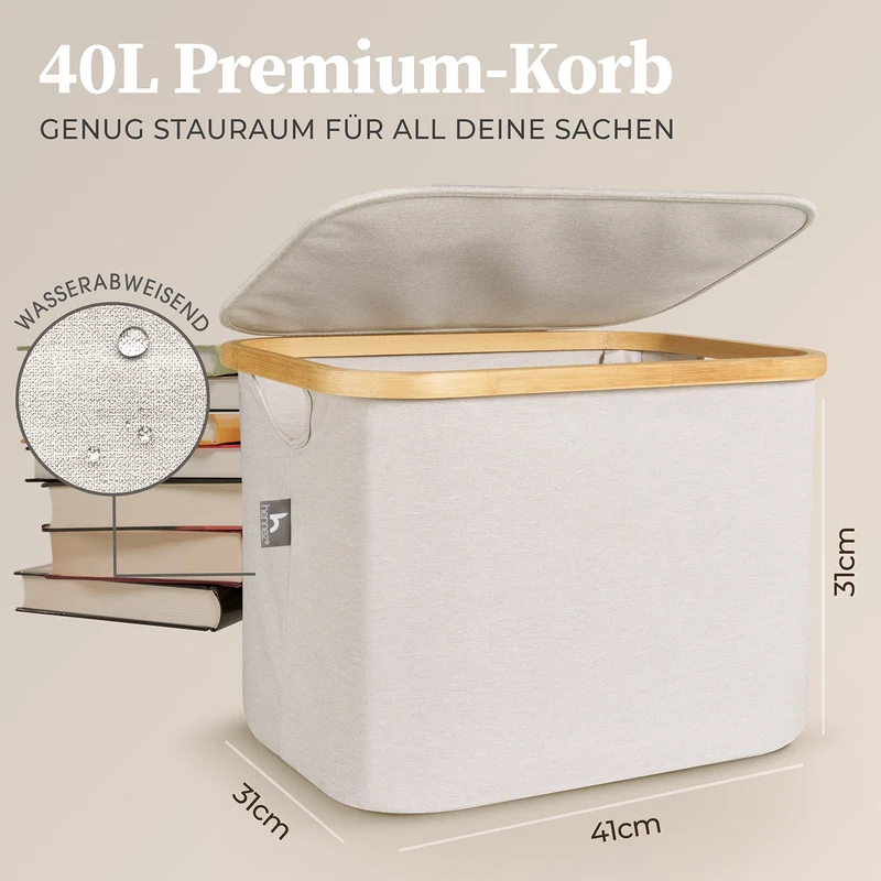 Aufbewahrungskorb "Adrian" 40 l mit Deckel - Beige