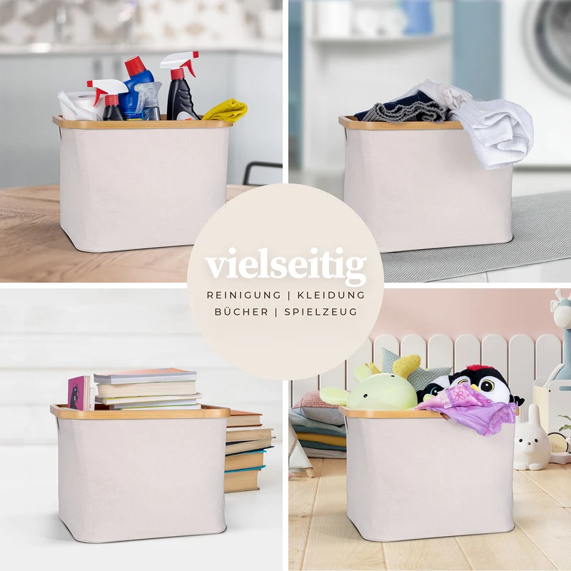 Aufbewahrungskorb "Adrian" 40 l mit Deckel - Beige