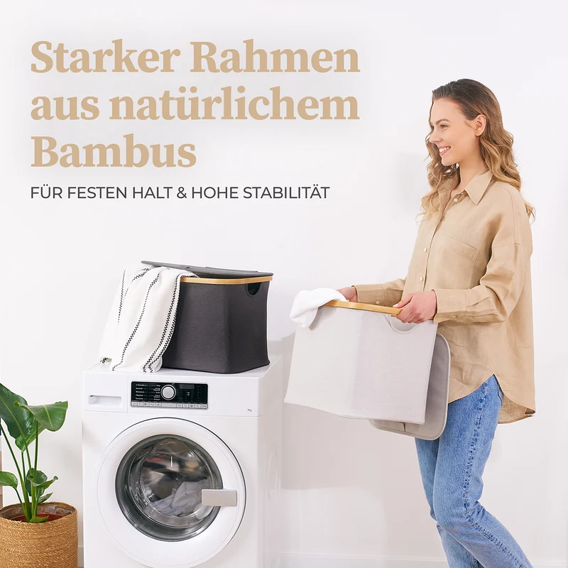 Aufbewahrungskorb "Adrian" 40 l mit Deckel - Beige