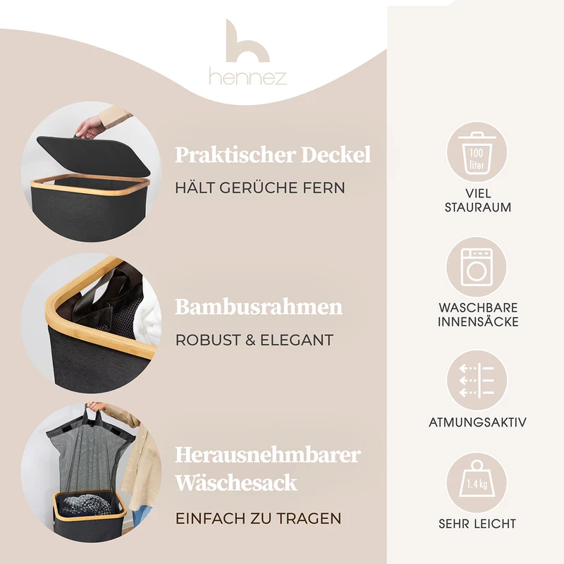 Aufbewahrungskorb "Adrian" 100 l mit Deckel - Dunkelgrau
