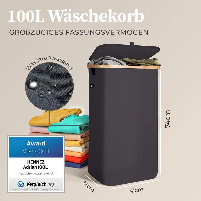 Aufbewahrungskorb "Adrian" 100 l mit Deckel - Dunkelgrau