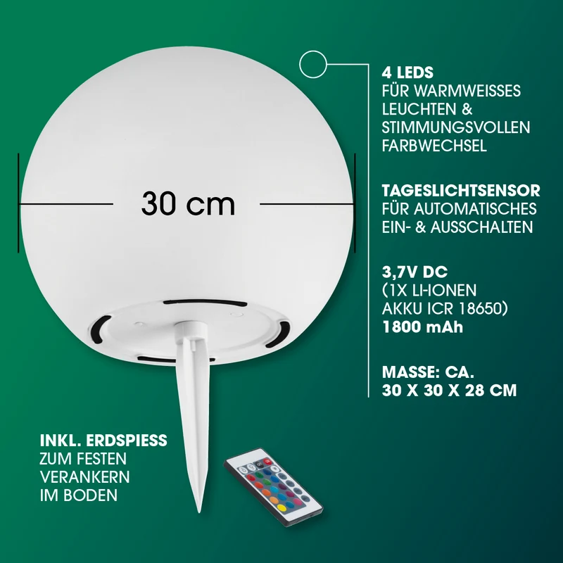 Solar-Dekokugel mit Farbwechsel - 2er-Set