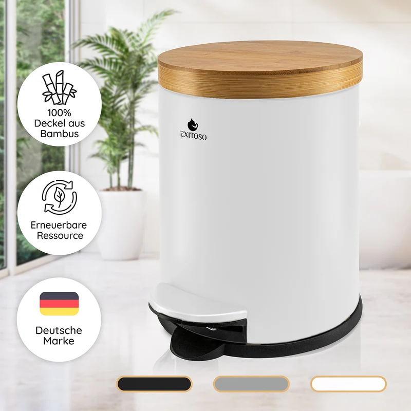 Tretmülleimer mit Softclose-Deckel - 5 l - Weiß