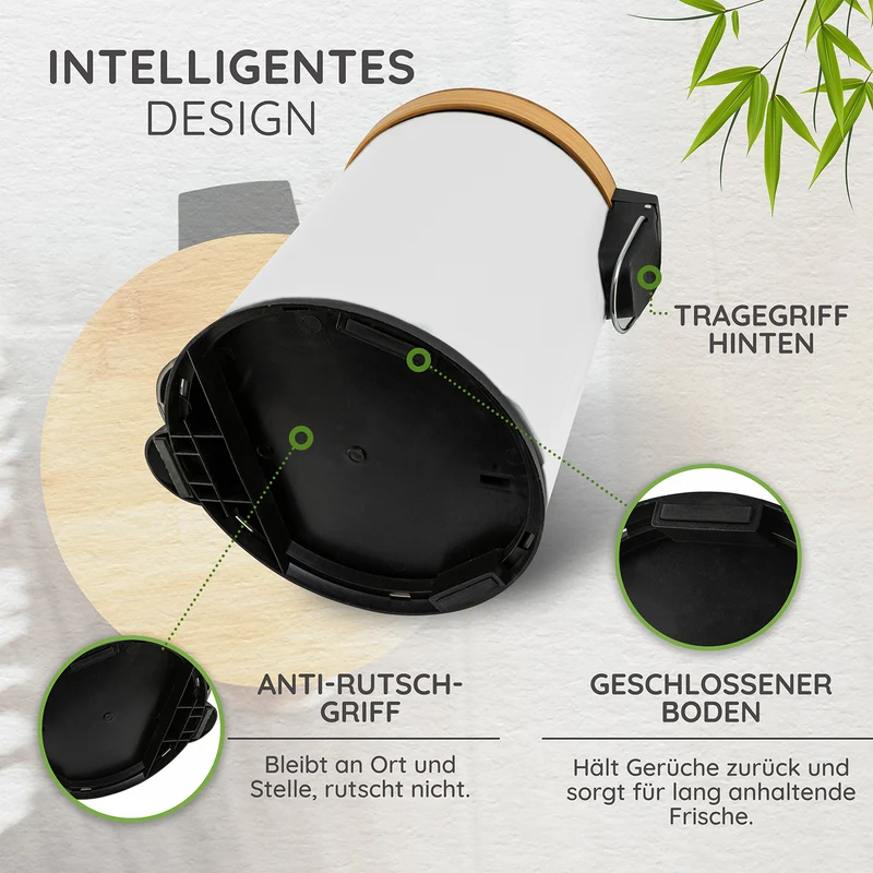 Tretmülleimer mit Softclose-Deckel - 5 l - Weiß