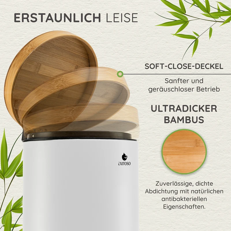 Tretmülleimer mit Softclose-Deckel - 5 l - Weiß
