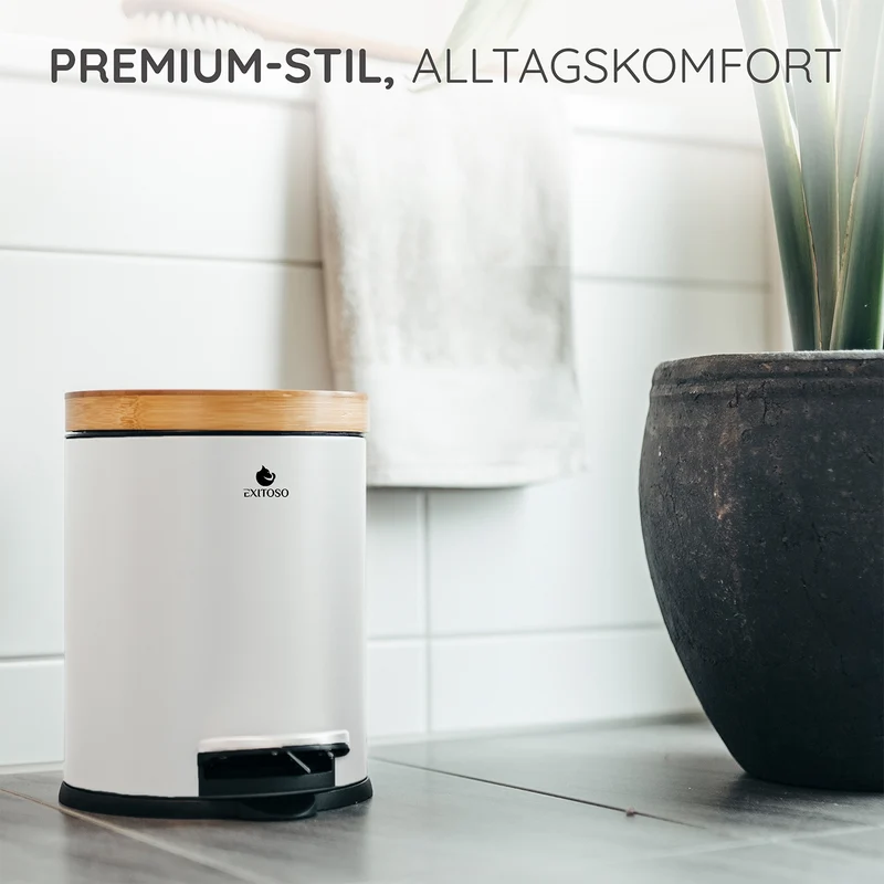 Tretmülleimer mit Softclose-Deckel - 5 l - Weiß