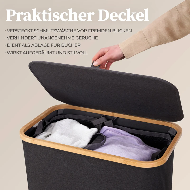 Aufbewahrungskorb "Adrian" 140 l mit Deckel - Dunkelgrau