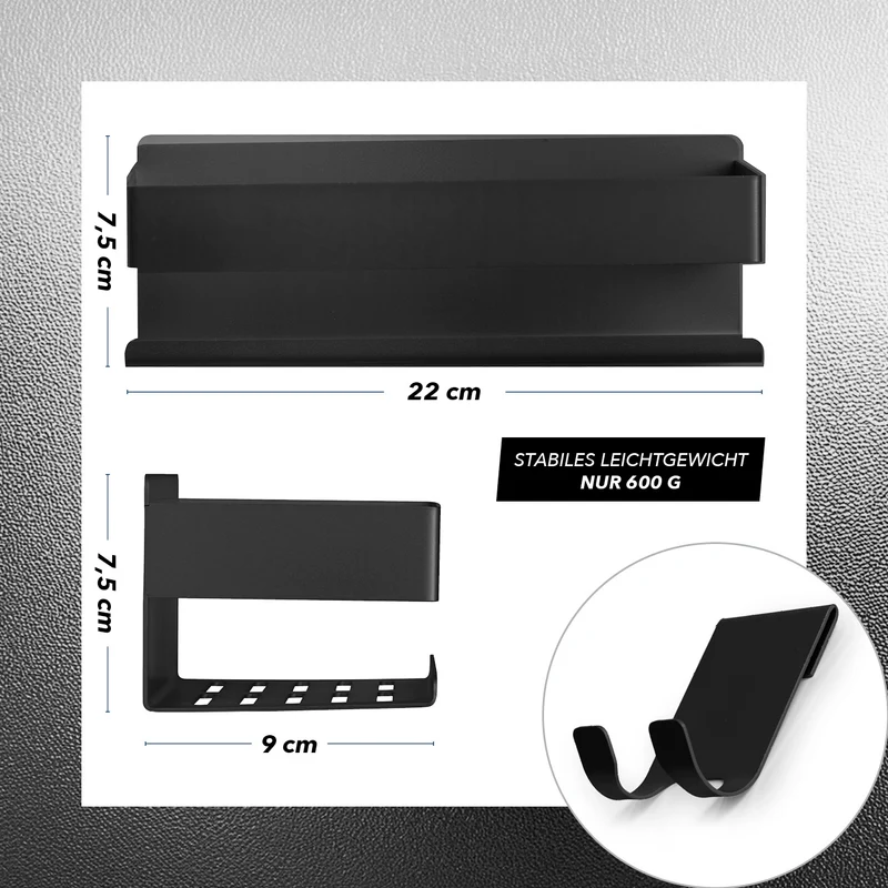 Dusch-Organizer zum Kleben oder Bohren - 2er-Set - Schwarz