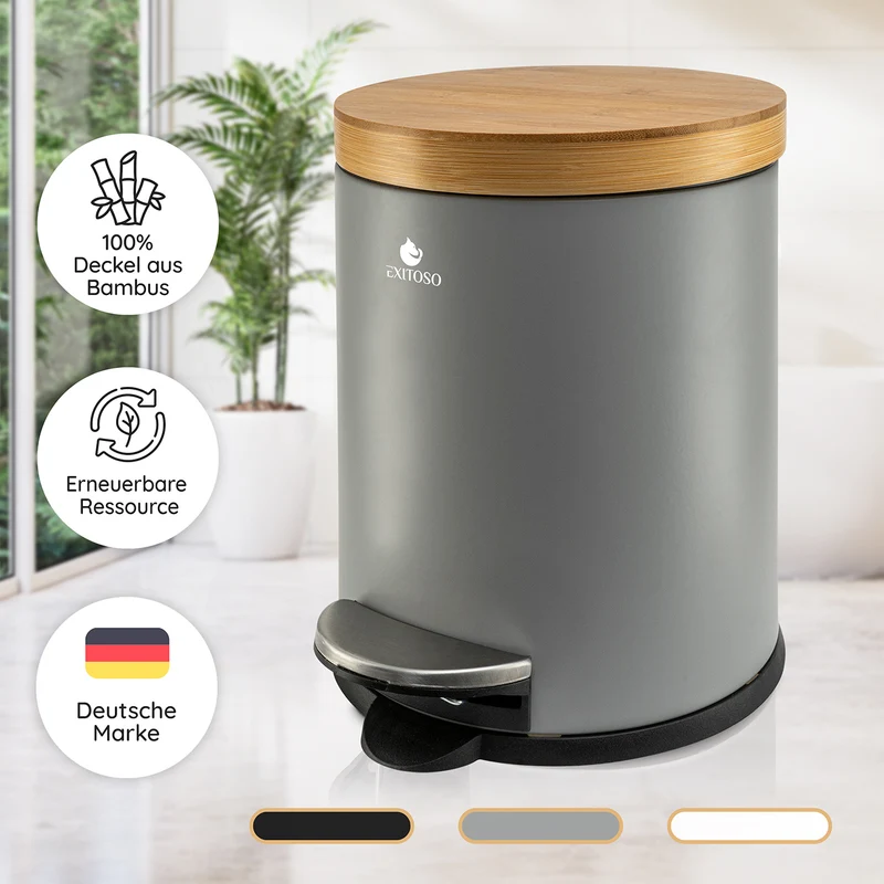 Tretmülleimer mit Softclose-Deckel - 5 l - Grau