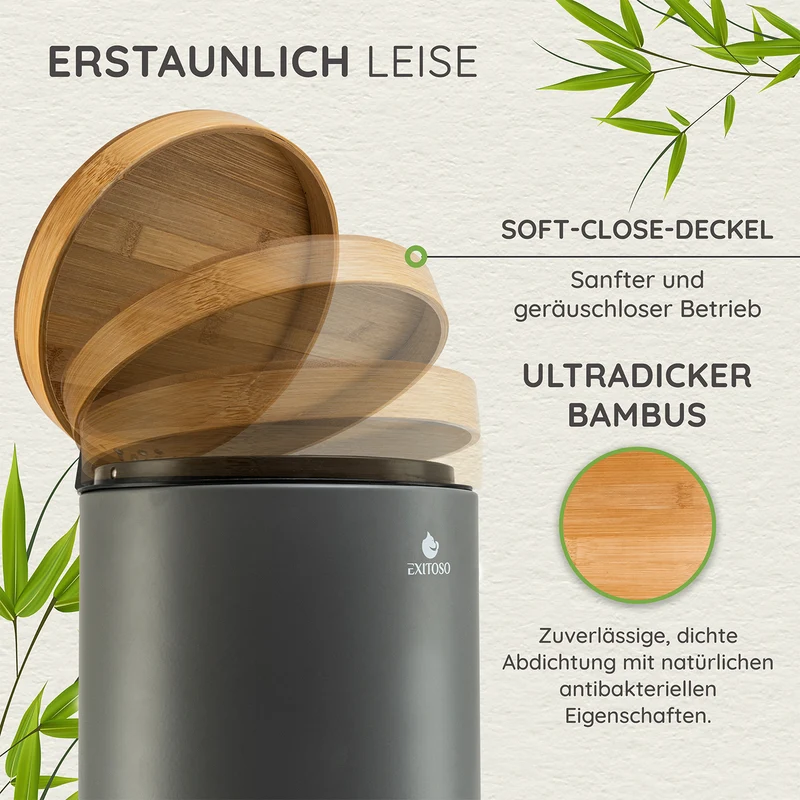 Tretmülleimer mit Softclose-Deckel - 5 l - Grau