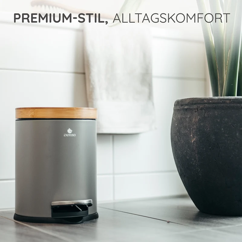 Tretmülleimer mit Softclose-Deckel - 5 l - Grau