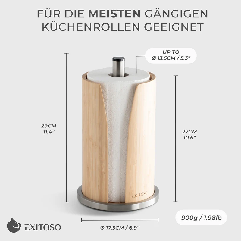 Küchenrollenhalter - Bambus + Edelstahl
