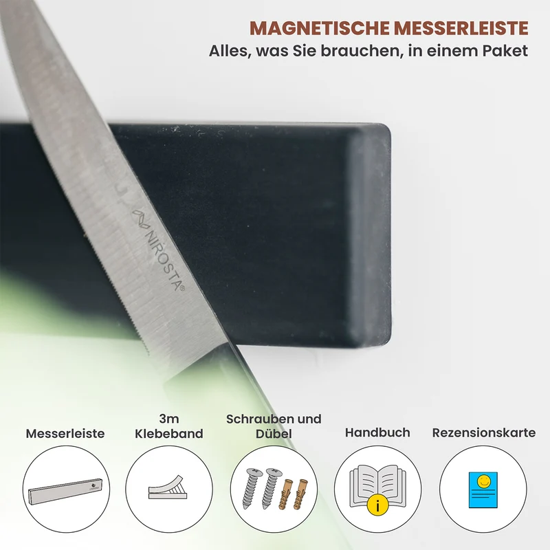 Messer-Magnetleiste - selbstklebend - 40 cm