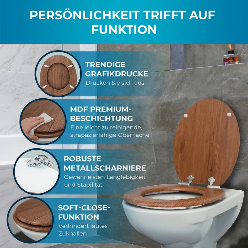 Toilettendeckel - oval - Absenkautomatik - Treibholz