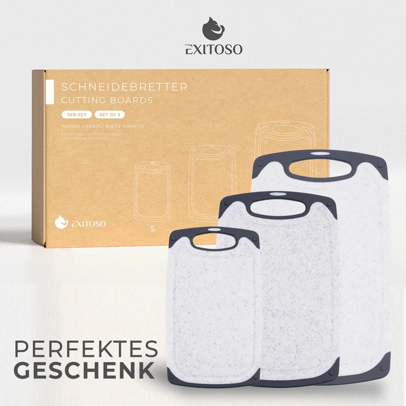 Frühstücksbrettchen - 3er-Set - Marmoroptik Weiß