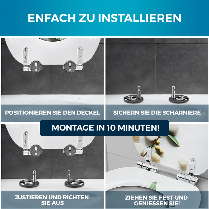 Toilettendeckel - oval - Absenkautomatik - Hellgrau