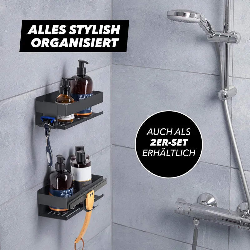 Dusch-Organizer zum Kleben oder Bohren - Schwarz