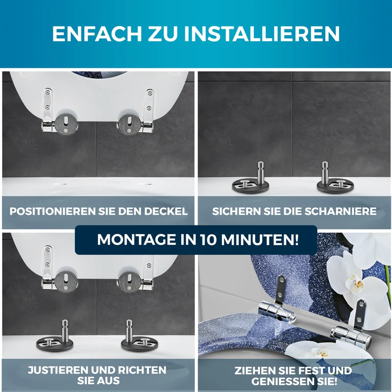 Toilettendeckel - oval - Absenkautomatik - Dunkelgrau
