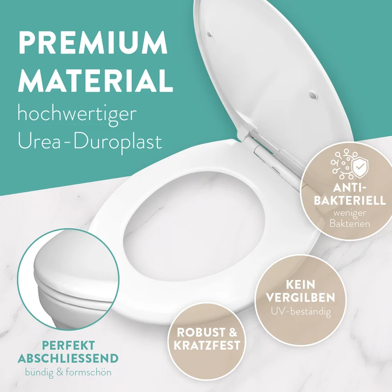 Premium Toilettendeckel antibakteriell oval - Weiß