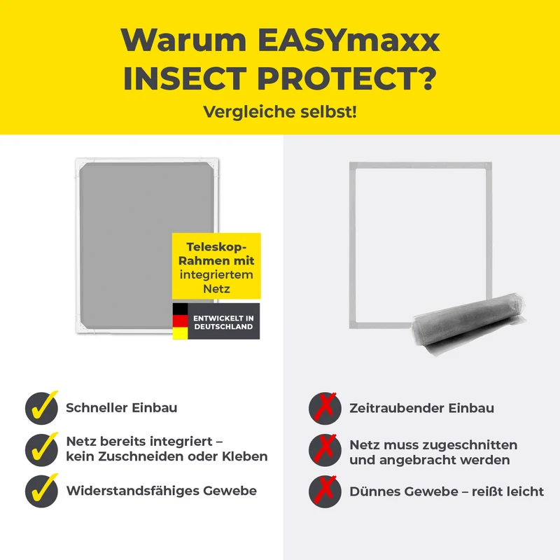 Teleskop-Insektenschutzgitter mit integriertem Netz - 4er-Set - weiß