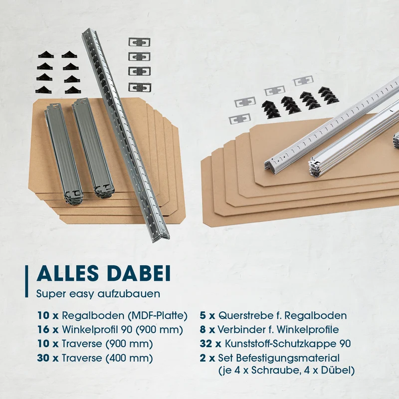 Schwerlastregal & Werkbank 2er-Set - 1750 kg Traglast, 175 kg pro Ebene - TÜV-geprüft