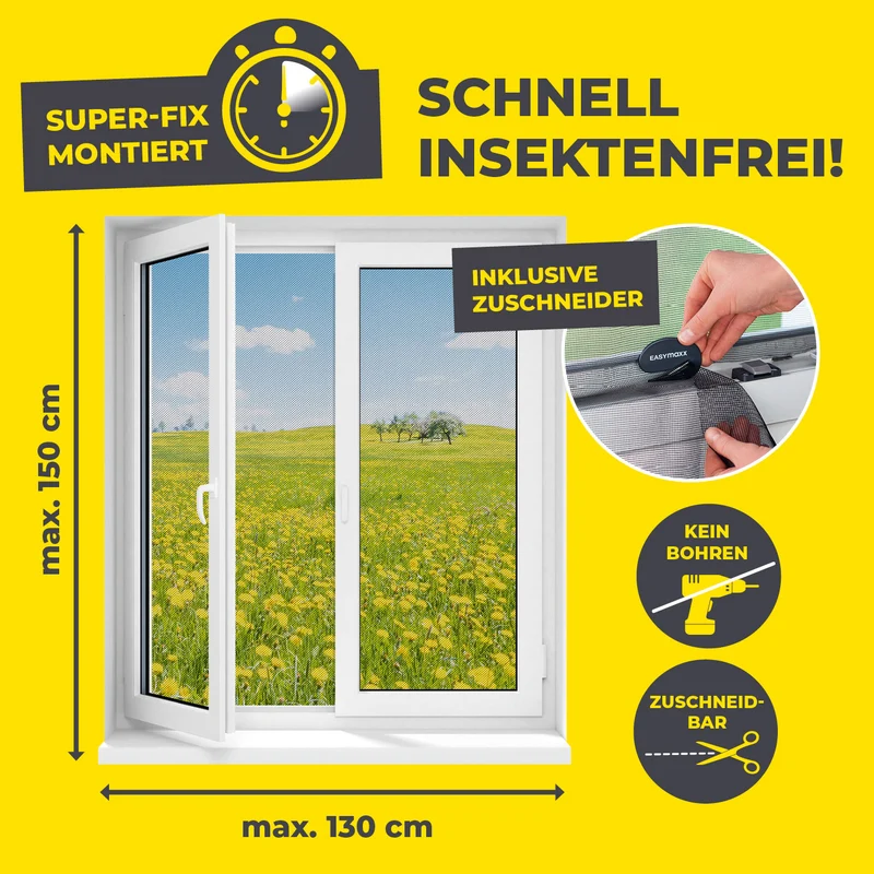 Insektenschutzgitter mit Klettbefestigung - 2er-Set