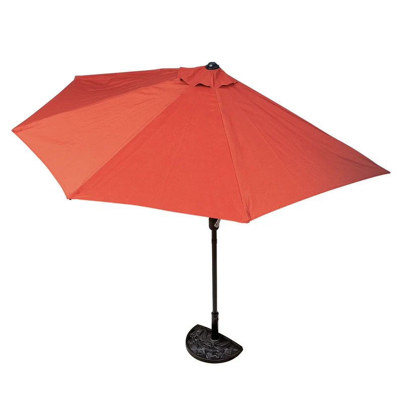 Sonnenschirm mit UV-Schutz mit Sonnenschirmfuß - halbrund 270x140 cm - terracotta