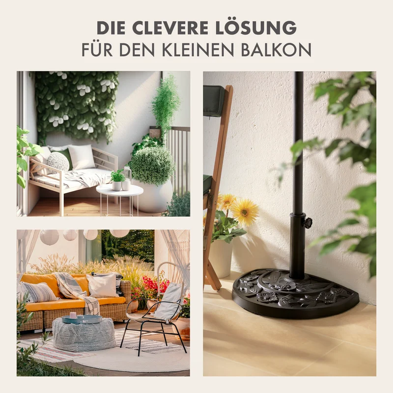 Sonnenschirm mit UV-Schutz mit Sonnenschirmfuß - rechteckig 230 x 140 cm - beige