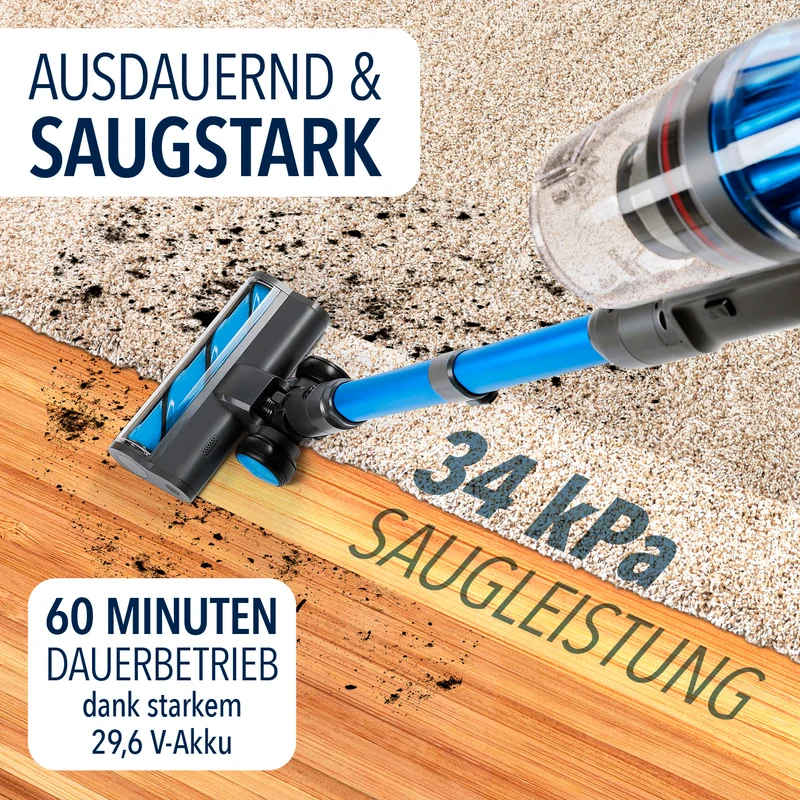 AeroTech 500 Staubsauger mit Absaugstation – Grau-Blau