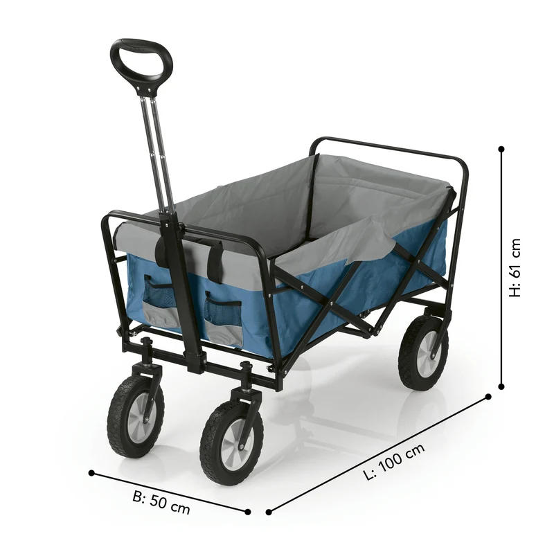 Bollerwagen faltbar - blau/grau