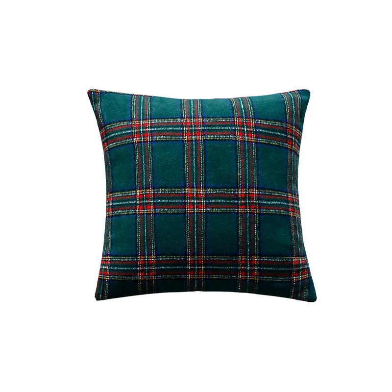 Karierter dekorativer Zierkissenbezug im Tartan‑Look aus weichem Microfleece Karnz
