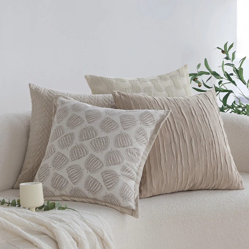 Dekorativer Jacquard-Kissenbezug mit Baum-Motiv und Samt-Paspel Karnz