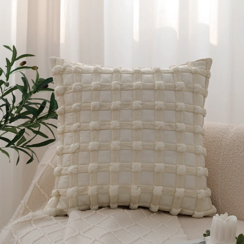 Dekorativer Jacquard-Kissenbezug mit Baum-Motiv und Samt-Paspel Karnz