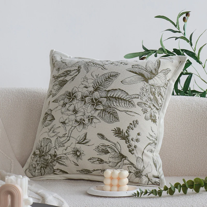 Dekorativer Jacquard-Kissenbezug mit Baum-Motiv und Samt-Paspel Karnz
