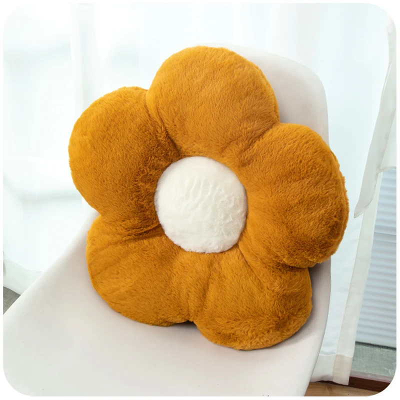 Blütenförmiges Plüsch-Sitz- und Dekokissen aus weichem Teddyfleece Karnz