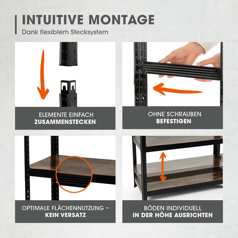 2 in 1 Schwerlastregal & Werkbank - 180 x 90 x 40 cm - Schwarz