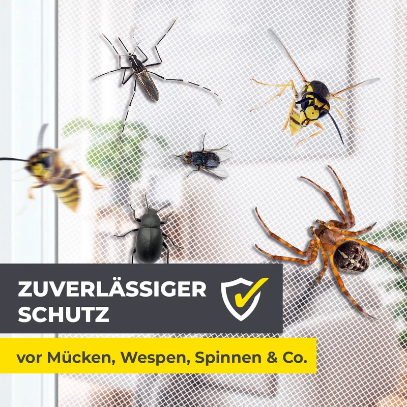 Moskitonetz für Fenster mit selbstklebendem Klettband - 150 x 180 cm - Weiß
