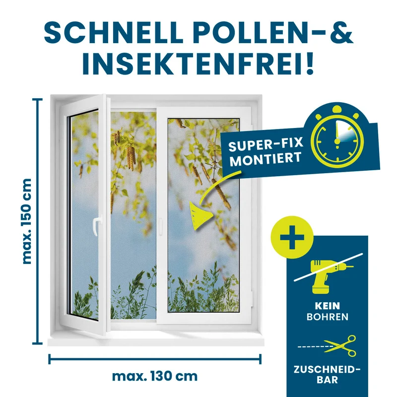 Insekten- & Pollenschutzgitter mit Magnetbefestigung - 4er-Set