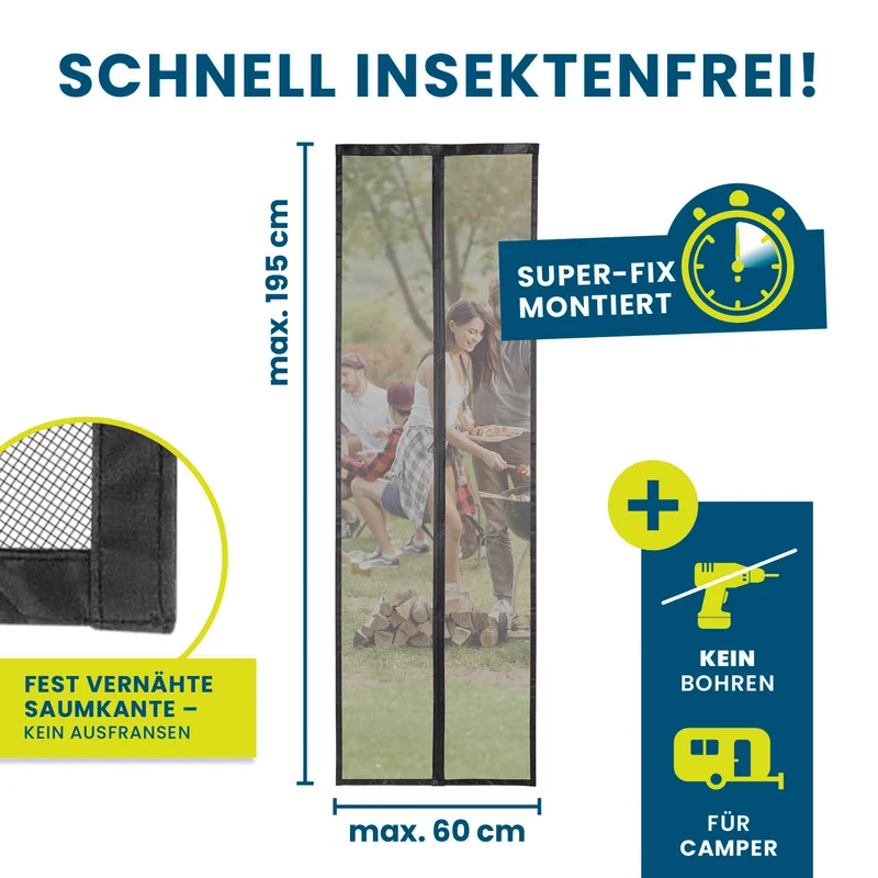 Insektenschutzvorhang für Wohnwagen - 60 x 195 cm