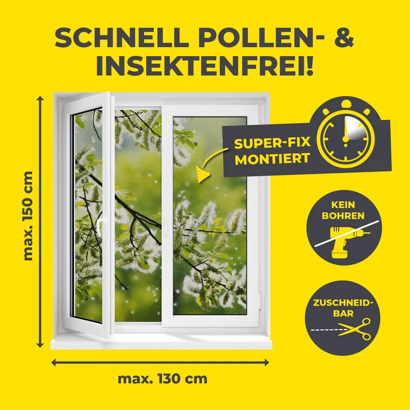 Insekten- & Pollenschutzgitter mit Magnetbefestigung - 2er-Set