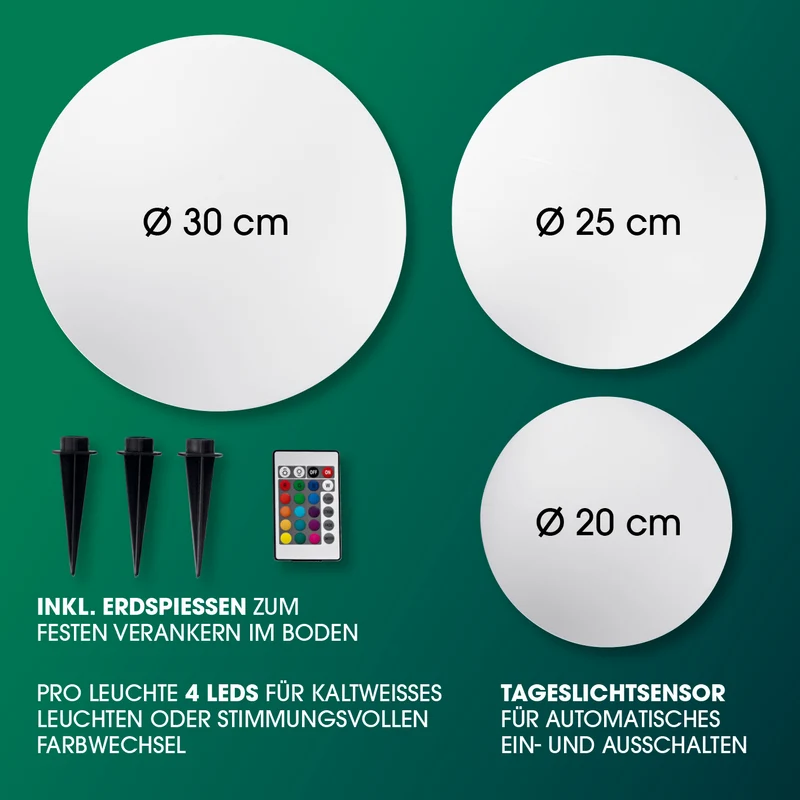 Solar-Dekokugel mit Farbwechsel - 4er-Set