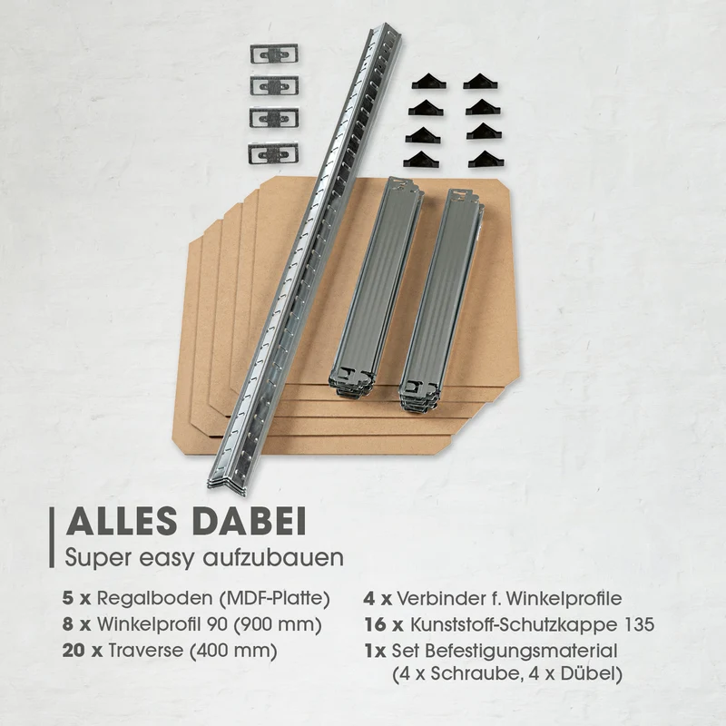 Schwerlastregal & Werkbank - 180 x 40 x 40 cm - 875 kg Traglast, 175 kg pro Ebene