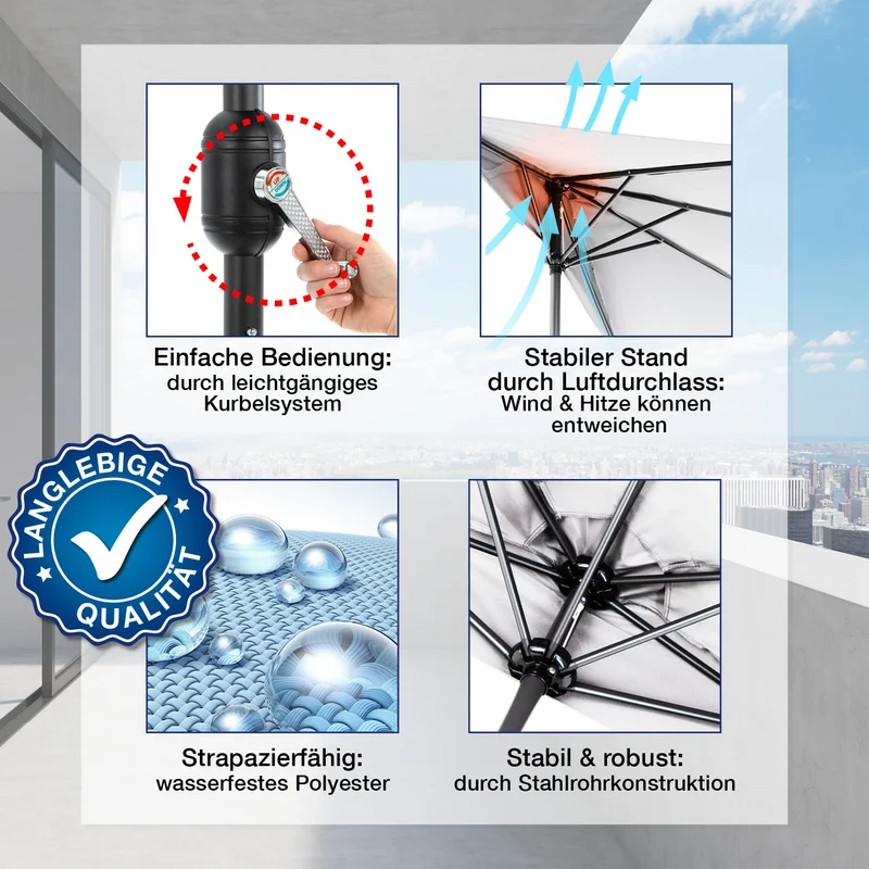 EASYmaxx Sonnenschirm - rechteckig, grau