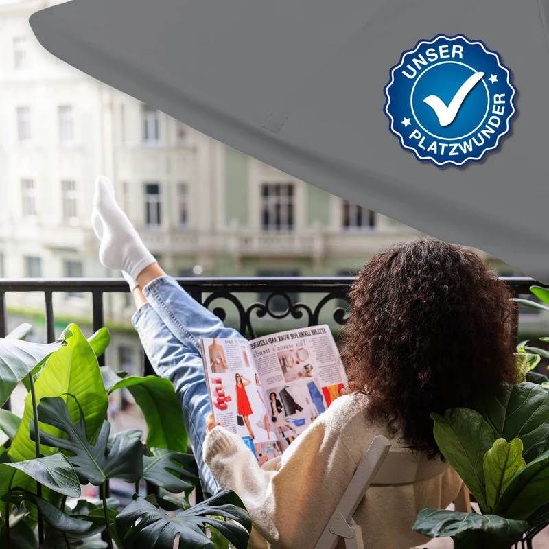 EASYmaxx Sonnenschirm - rechteckig, grau