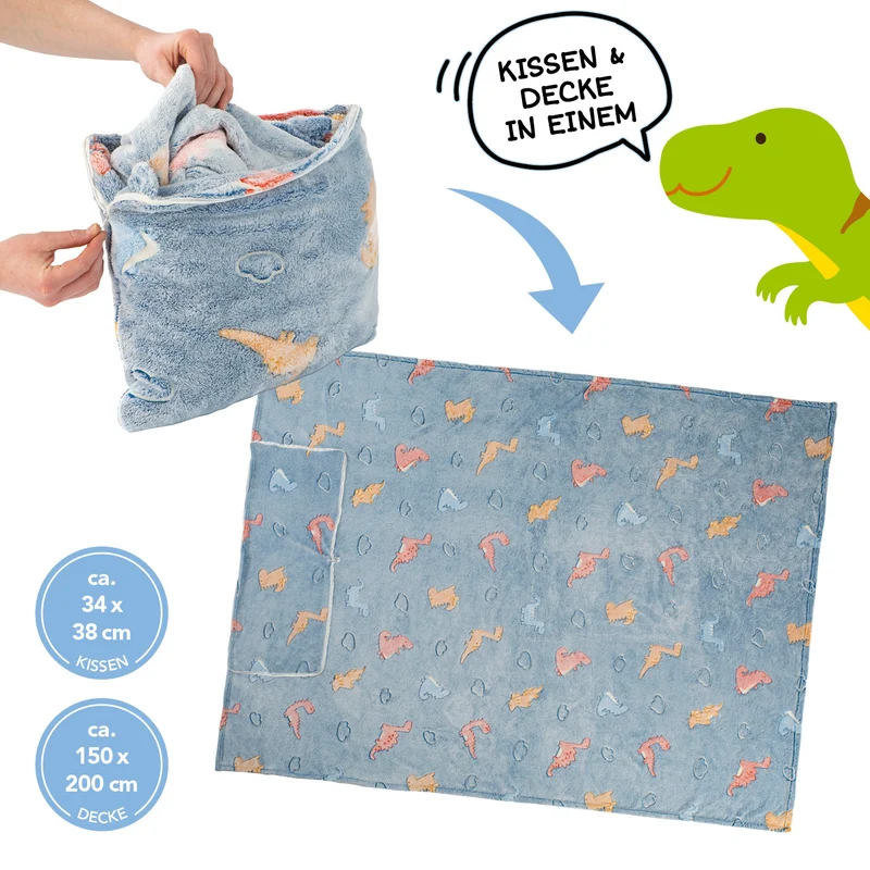 Verwandlungskissen Glow in the dark - Kuschelkissen & Kuscheldecke - Dino