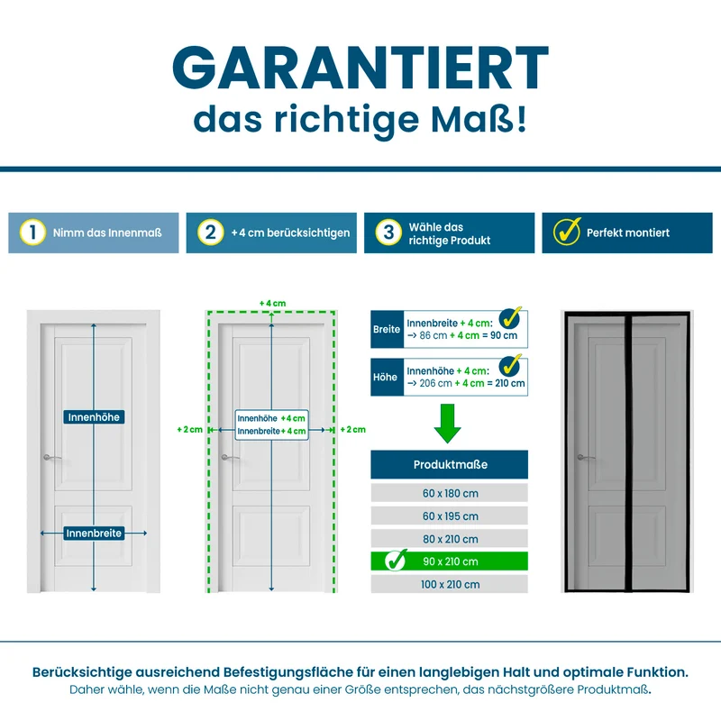 Insektenschutzvorhang - mit XXL-Magnetbändern - 100 x 210 cm