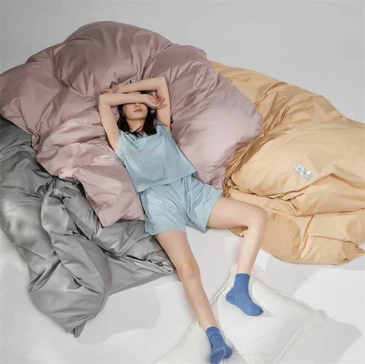 Mako-Baumwoll-Satin Bettwäsche-Set mit verdecktem Reißverschluss und Kissenbezügen Karnz