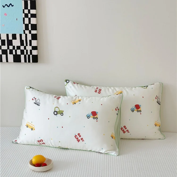 Kinder-Kissenbezug-Set aus Baumwollsatin mit Panda-Print und kariertem Design Karnz