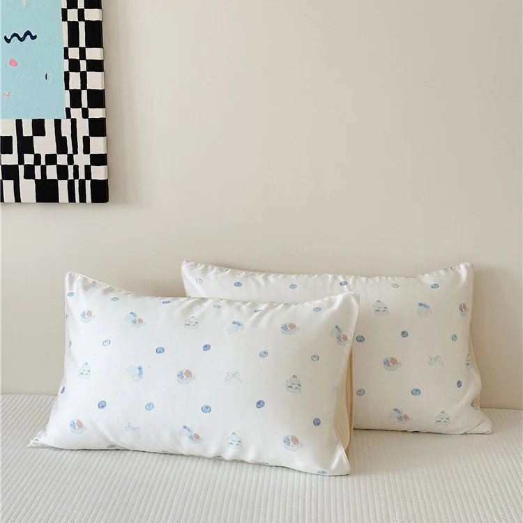 Kinder-Kissenbezug-Set aus Baumwollsatin mit Panda-Print und kariertem Design Karnz