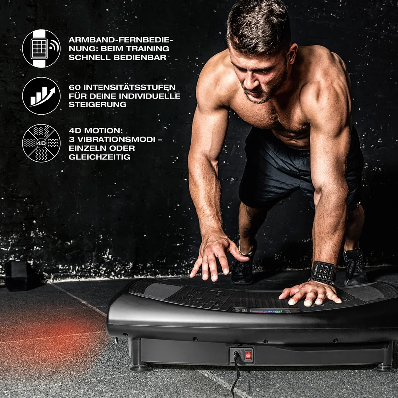 4D Vibrationsplatte - 3 Vibrationsmodi, 4D-Technologie & 60 Intensitätsstufen
